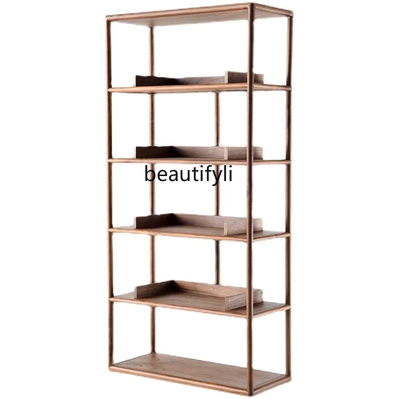 

New Chinese Bogu Shelf Black Walnut Bookcase Display Shelf Solid Wood Simple Bookshelf Shelf