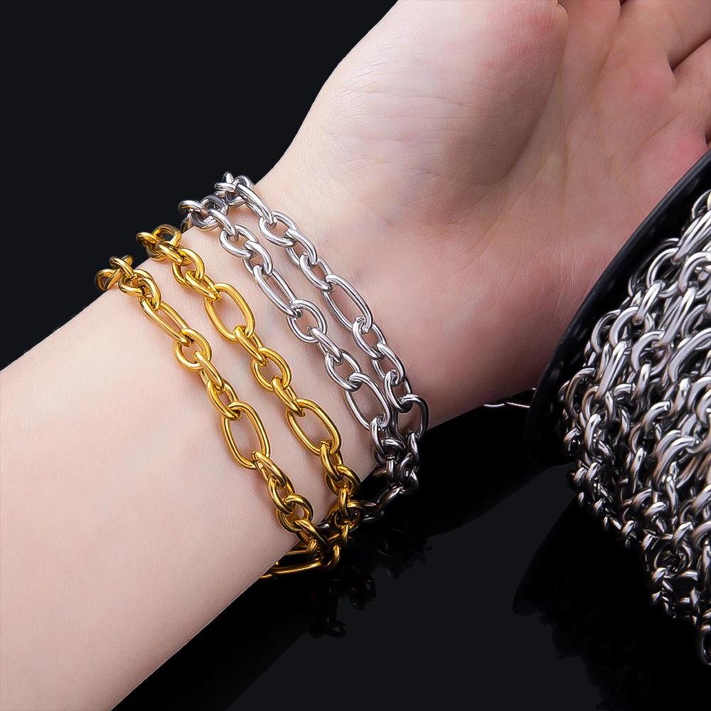 0.5Meter 1Meter Stainless Steel Round Cross Open Ring Chain for DIY Necklace Bracelet Jewelry Making Body Chain image 5