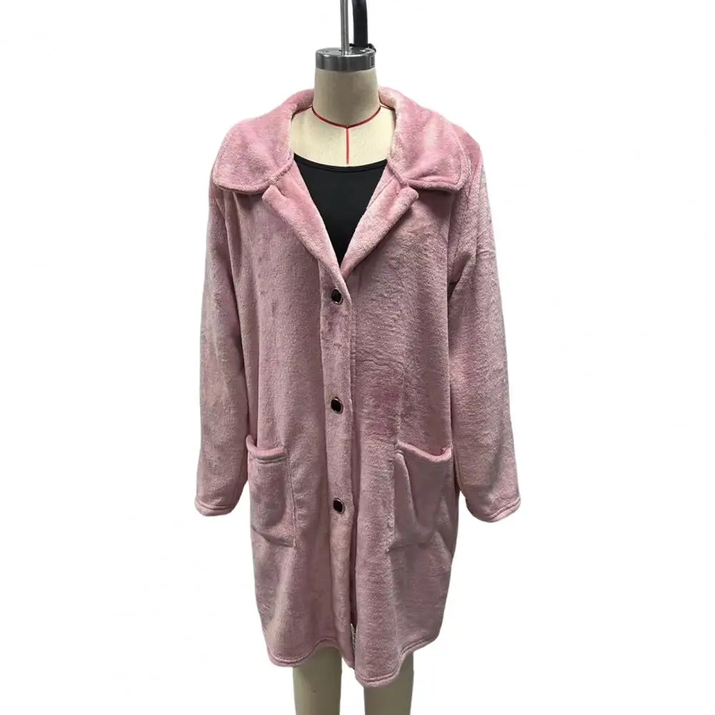 

Women Trench Winter Longer Faux Fur Warm Coat Long Sleeve Female Thick Teddy Coat Casual Loose Oversize Outwears With Pockets