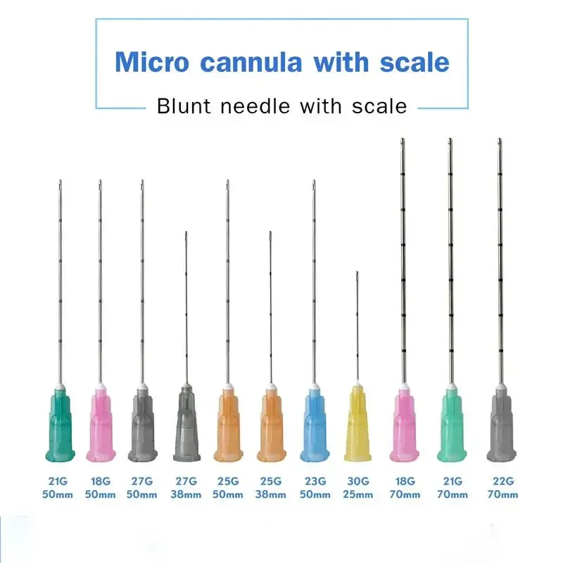 

50/100pcs Disposable Blunt-Tip Cannula Needle For Filler Injection 14G 18G 21G 22G 23G 25G 27G 30G Uric Acid Facial Filling