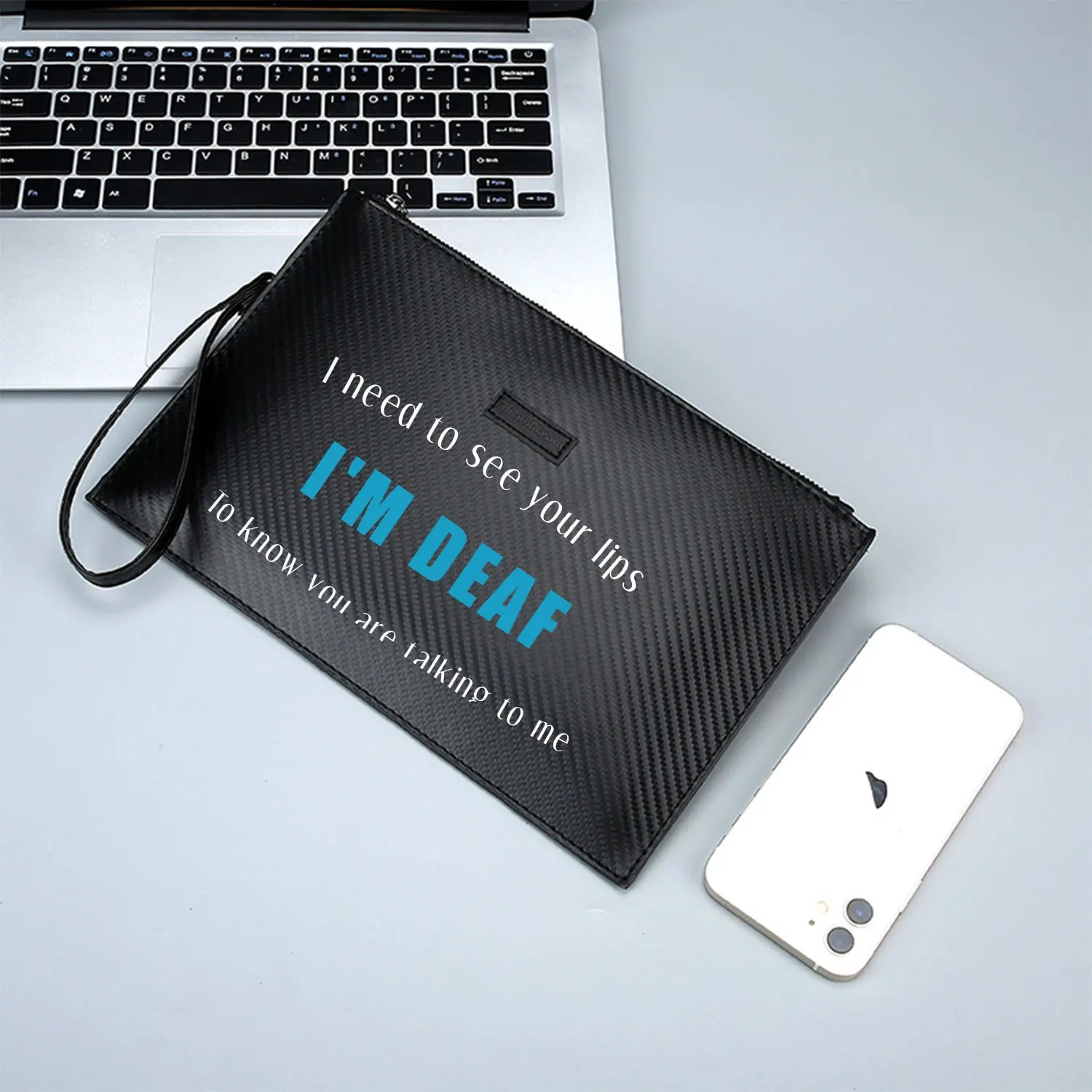 Заправки текстовых сообщений", Элегантная мужская сумка из искусственной кожи с принтом «Я глухой», модная и практичная для повседневной носки