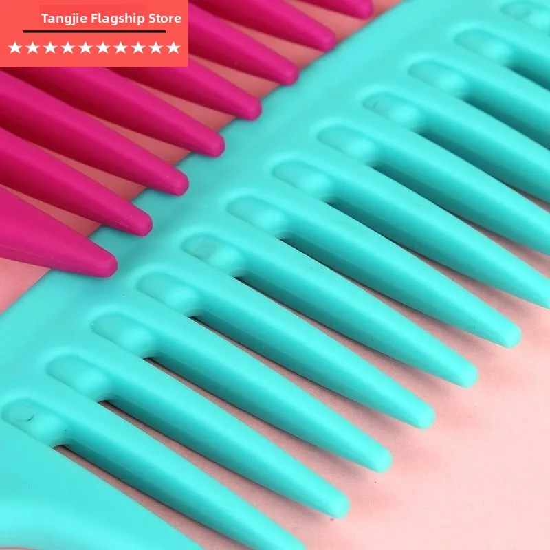 

Large Size Wide Tooth Comb Anti-static Plastic Hair Brush for Curling Hair Wooden Handle Hairdressing Comb for Smooth Hair