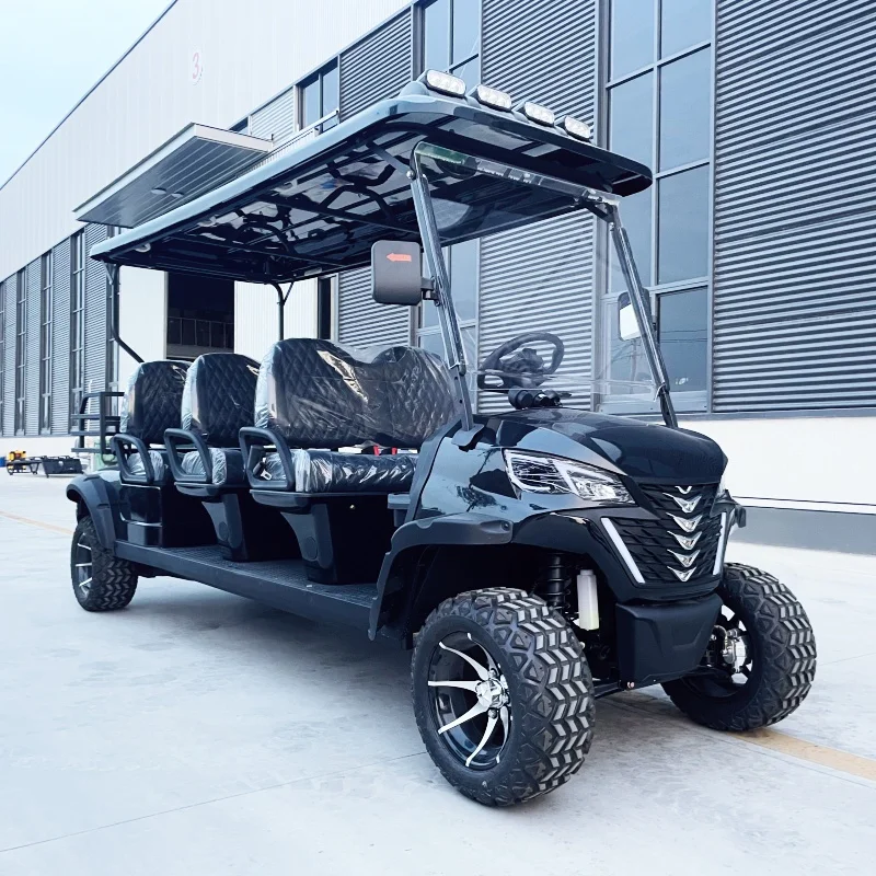 

The Most Durable Low Noise Multi-Function Electric Golf Cart Sale With Folding Windshield Rear Cargo Box Roof LED Light Strips