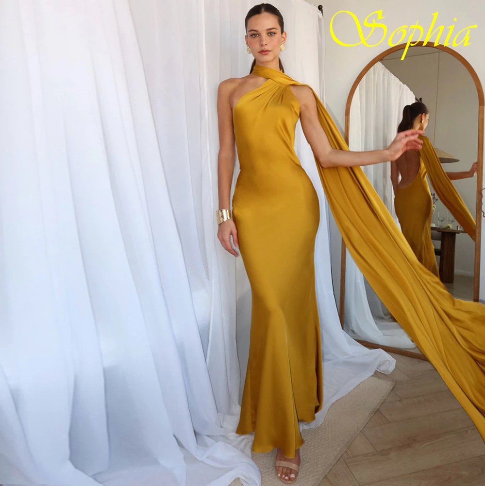 

Customized Mermaid Halter Sleeveless Elegant Formal Graceful Evening Dress Delicate Celebrity Gowns Modern Classic Prom Dress