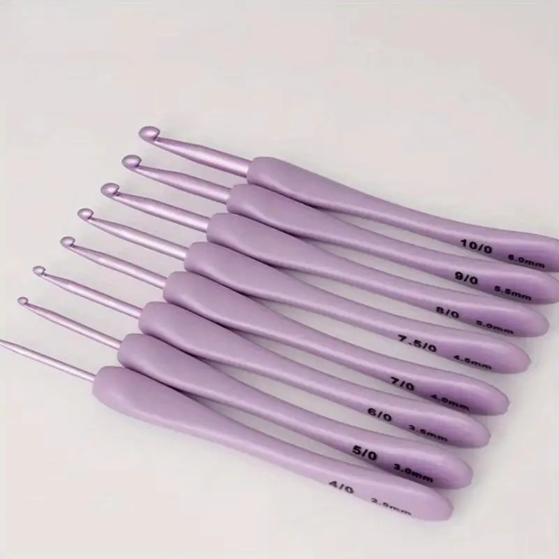 8-teiliges lila Häkelnadel-Set, 2,5–6,0 mm, Strick- und Webnadeln zum Basteln, Nähen und Handarbeiten
