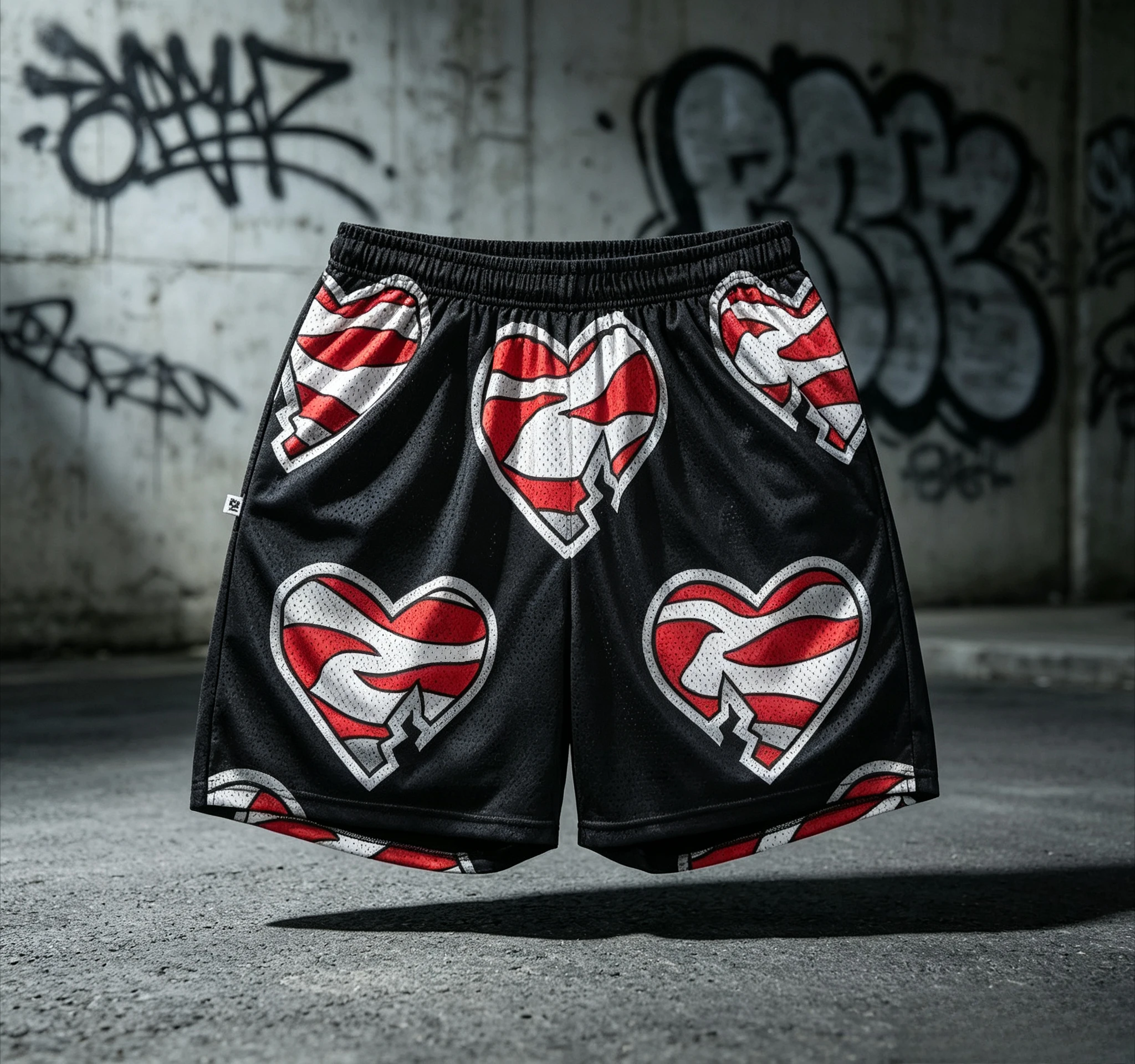2026 Summer New Fashion Trends Shawn Michaels HBK Heart Retro Basketball Mesh Shorts Y2K Oversized Quick Drying Shorts