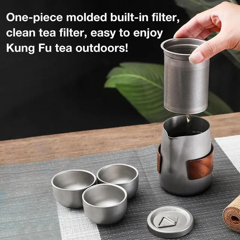 Outdoor Tea Set Portable Camping Tableware Set Lightweight Coffee Pot Tea Kettle Outdoor Camping Kettle Set For Hiking Picnic