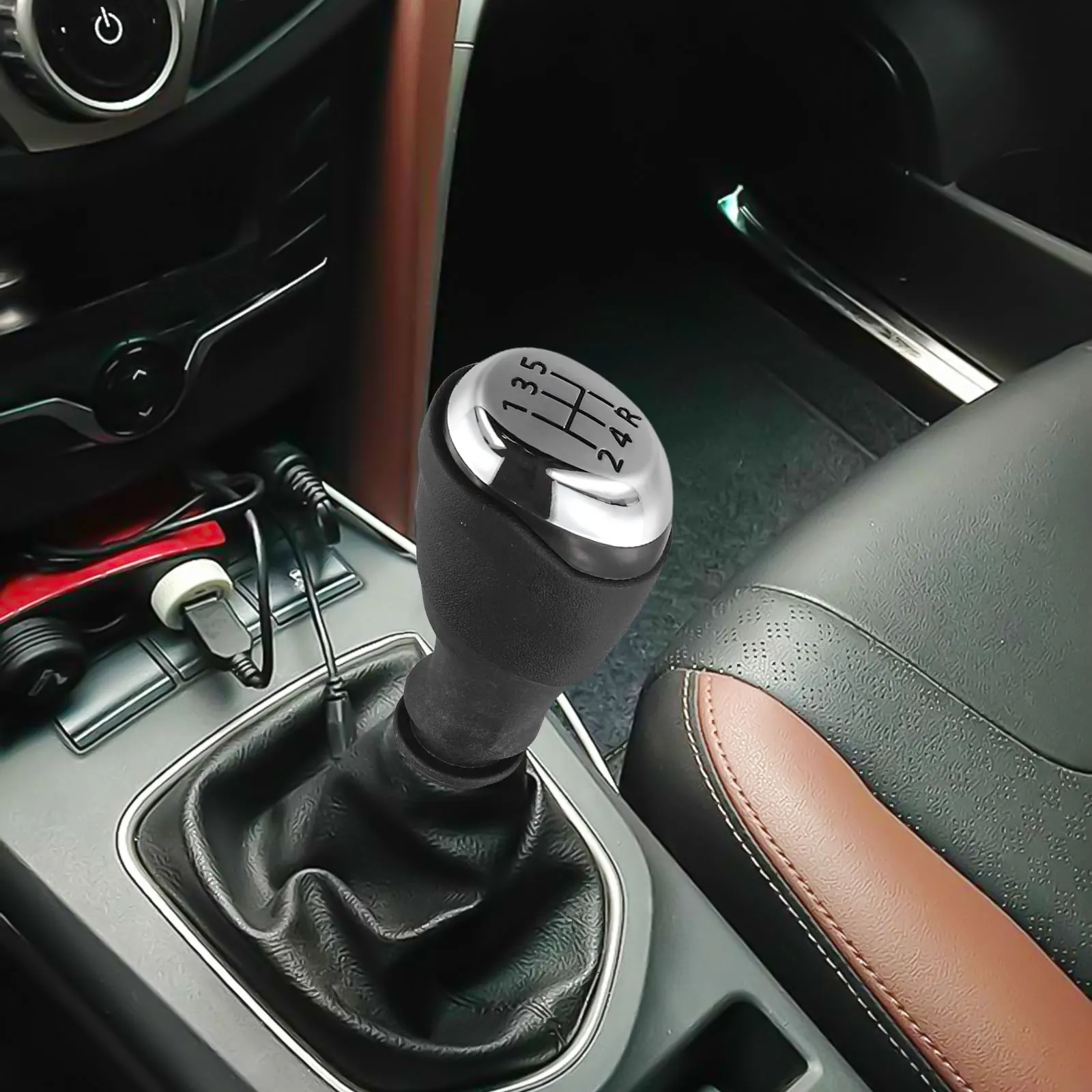 Car Interior Upgrade Manual Gear Knob As Shown In The Figure Premium Materials Eco-Leather Material Ergonomic Design