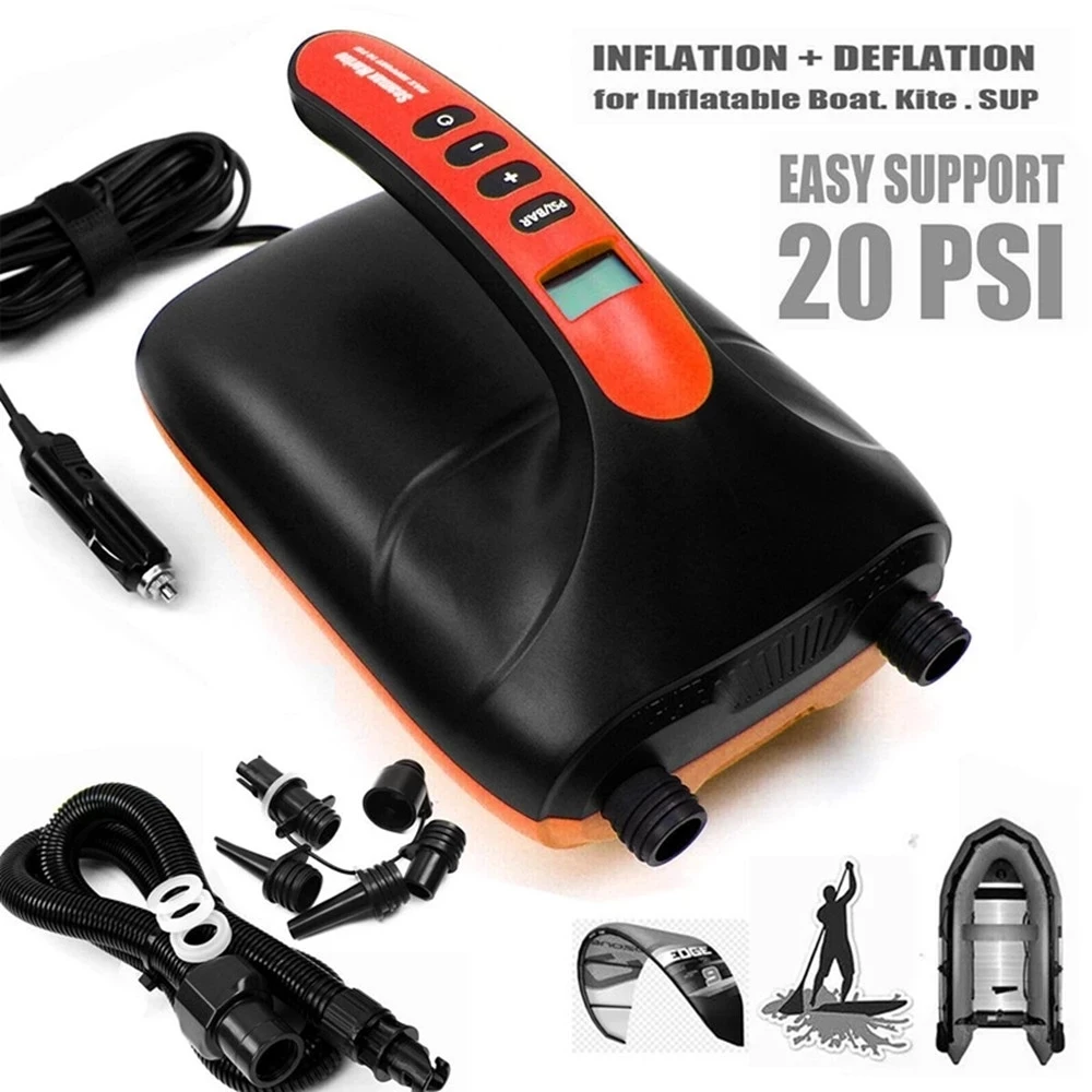 Electric Air Pump For Inflatable SUP Boat 12V 16/20 PSI Intelligent Inflatable Pump Dual Stage For Outdoor Paddle Board