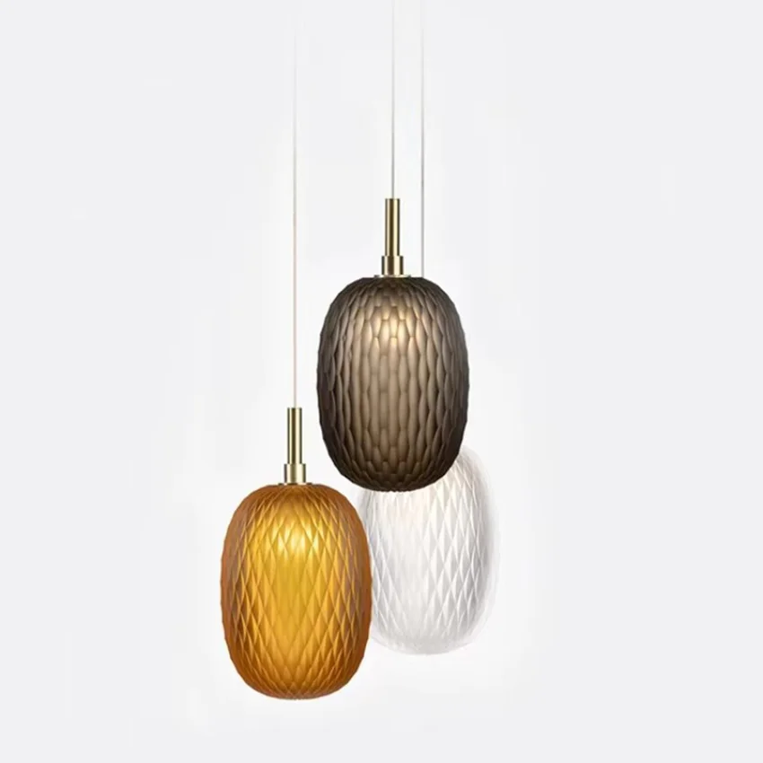 

2026 Nordic Minimalist Pendant Light Bedroom Bedside Glass Droplight Colored Homestay Restaurant Staircase Bar Suspension Lumina