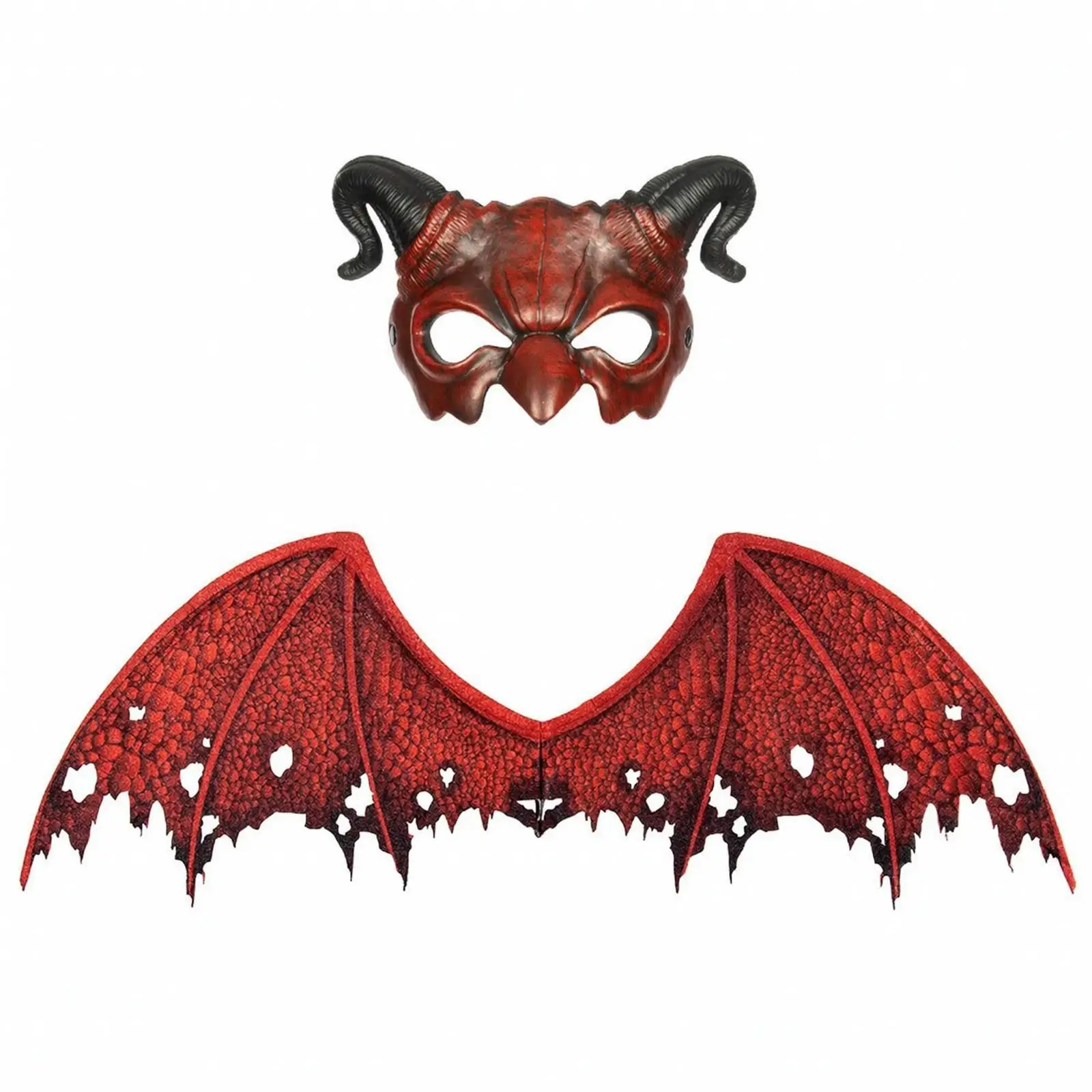 Red Devil Cosplay Wings for Halloween Themed Party Costume Accessory with Textured Scale Like Surface and Foam Material
