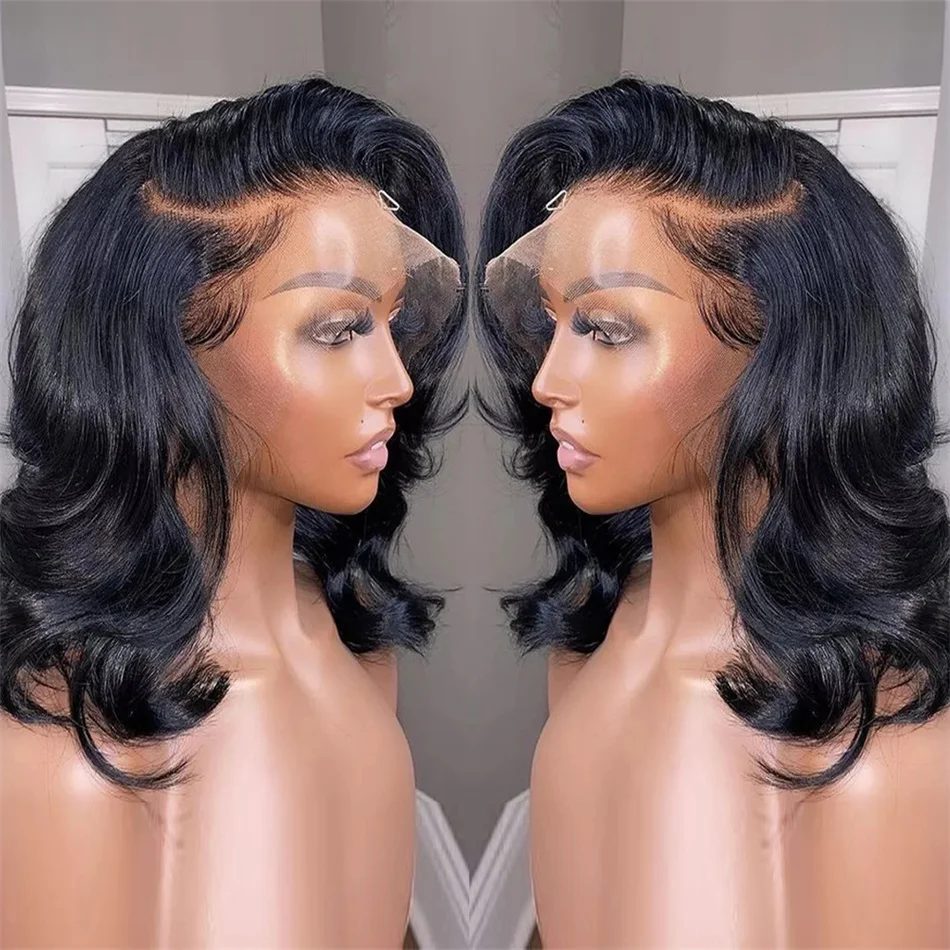 Body Wave 13x4 Lace Front Human Hair Wigs Body Wave Short Bob Wig Human Hair Pre Plucked Wig Wavy Human Hair Wigs For Women 180%