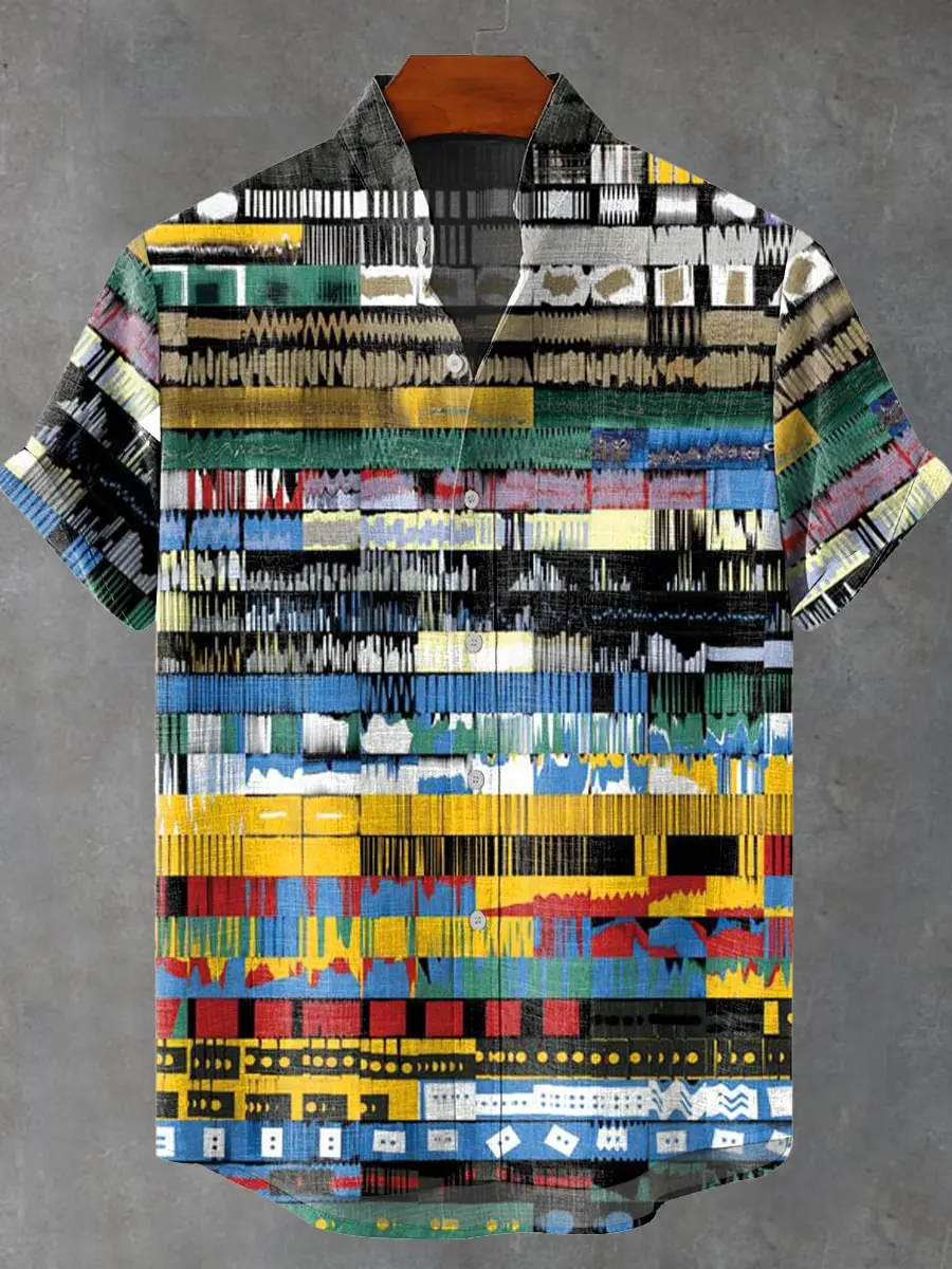 

New fashionable casual loose pattern printed shirt with casual buttons and breathable top suitable for outdoor travel