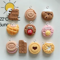 10Pcs Cute Chocolate Biscuit Resin Charms Pendants Creative DIY Keychain Bracelet Decorate Accessories Earrings Jewelry Findings
