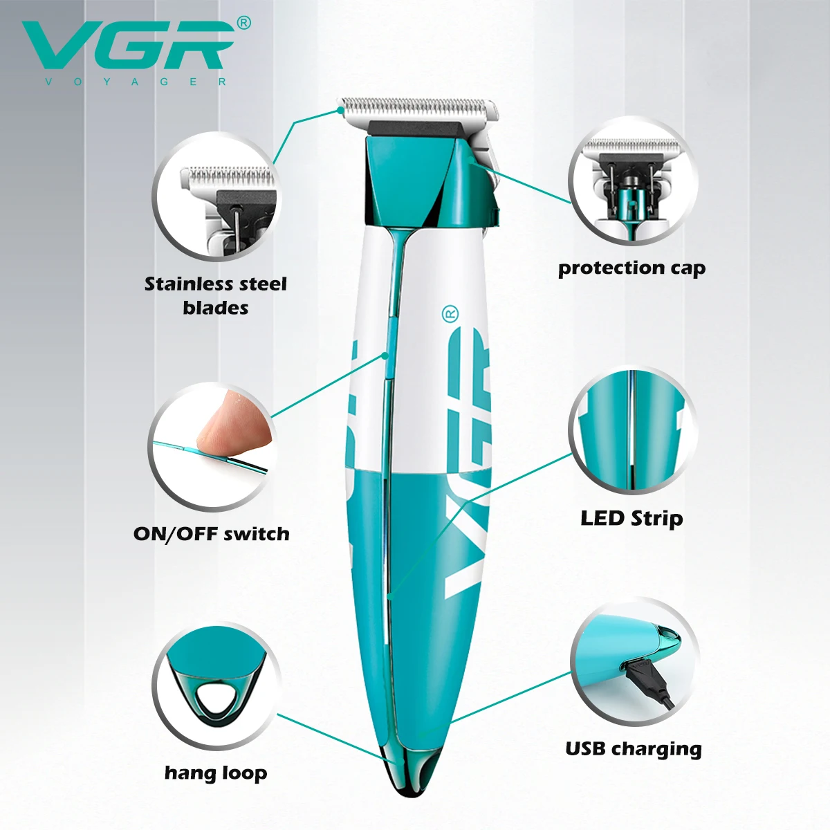 VGR Hair Trimmer Professional Hair Clipper Electric Hair Cutting Machine Cordless Rechargeable Finishing Clippers for Men V-958