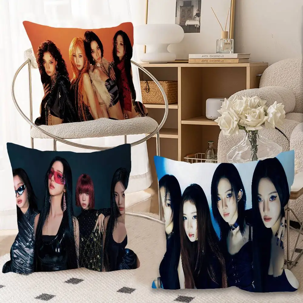 Band Singer A-aespa Kpop Pillow Anime Pillow Sofa Bed Head Pillow Cover Cushion Cover 45x45 cm Fashion