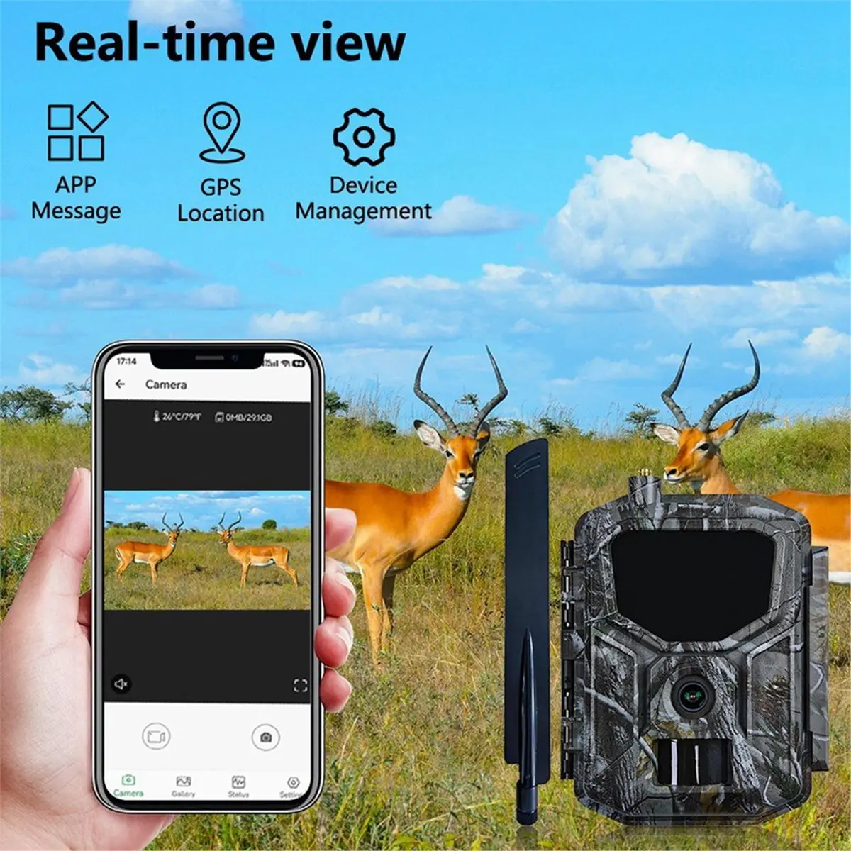newA10R 4G LTE Hunting Camera with APP Control 4K Live Video Stream Cloud Service SMTP 7800mAh Battery 60MP IP66 Waterproof