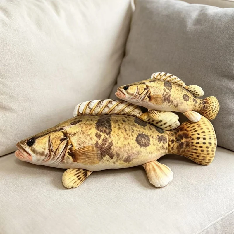 Simulation Fish Print Pillow Stuffed Plush Animals Mandarin Fish Leopard Coral Grouper Tiger Grouper Sofa Cushion For Gifts