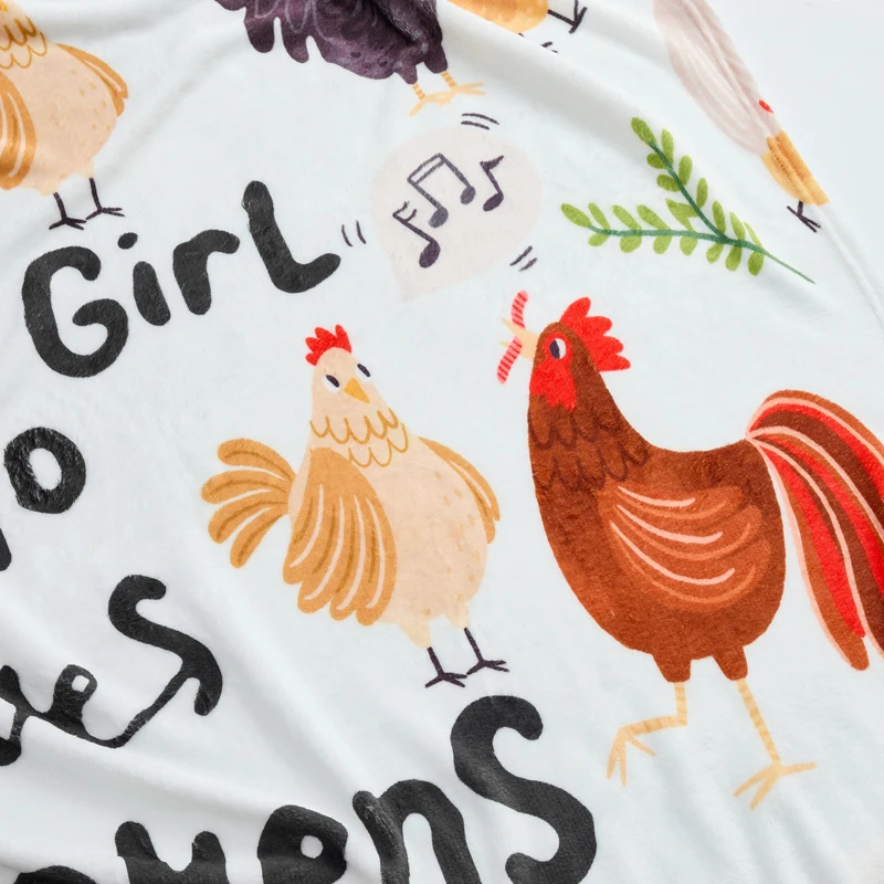 Soft and Cozy Throw Blanket with Cute Chicken Design - Lightweight Bed Blanket for Office or Travel - Warm and Funny Gift for