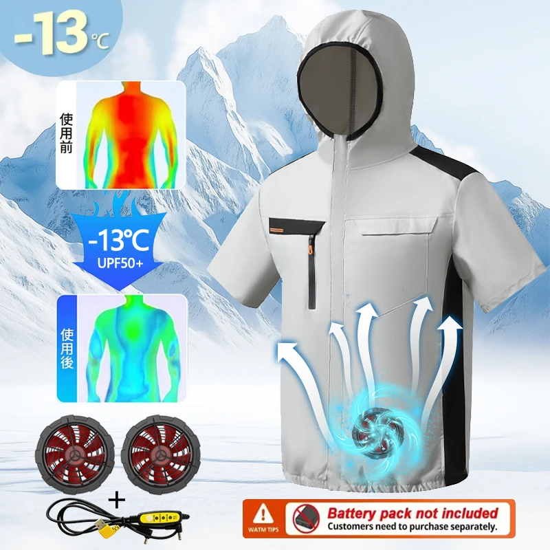 

Summer cooling and charging air conditioning suit for men - short-sleeved with fan - outdoor fishing, construction site cooling