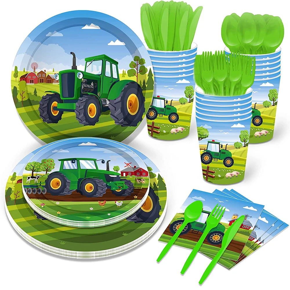 Tractor Cake Topper Green Farm Vehicle Cars Happy Birthday Cake Topper Kids Farm Tractor Themed Party Tractor Cake Decortions