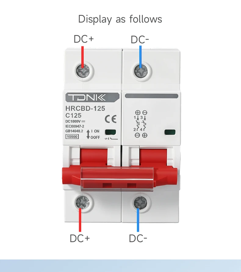 TDNK 2P DC-Leistungsschalter 80A 100A 125A 1000V für Solar-PV-Systeme, DC-Schutzschalter für Solarmodule und Photovoltaik-Anlagen – Detail 11