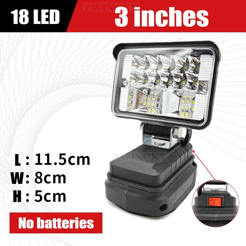 18V LED Flashlight Outdoors Spotlight Light for Makita BL1430 BL1830 14.4V 18V Lithium Battery USB Outdoor Lighting with USB