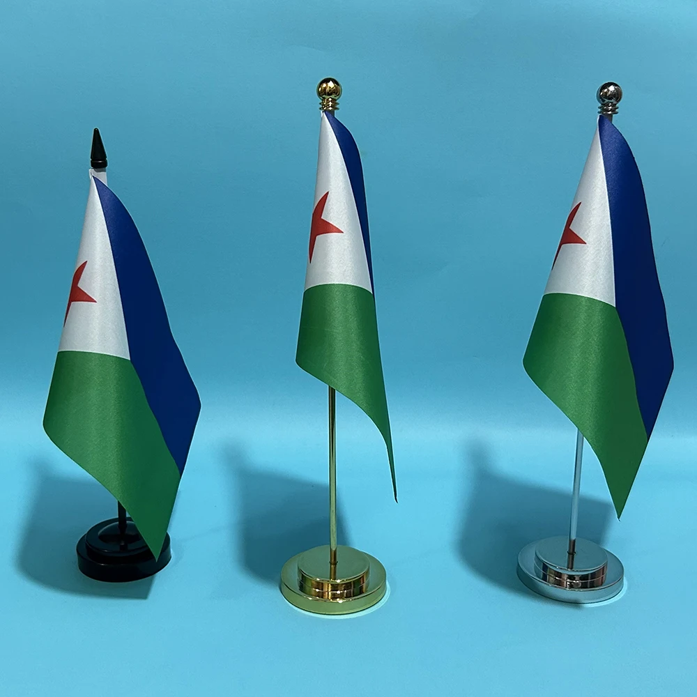 Office Desk Flag of Djibouti Flag 14x21cm Polyester Djibouti National Flag Country Banner Desk Ornaments Flags