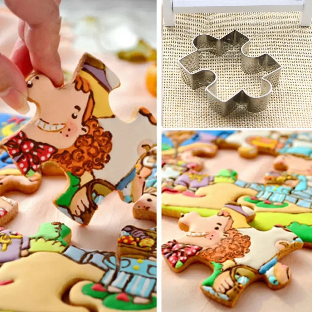 2pc Jigsaw shape cookie mold Christmas cookie shape stainless steel cutter DIY dessert bakeware cake mold Kitchen accessories