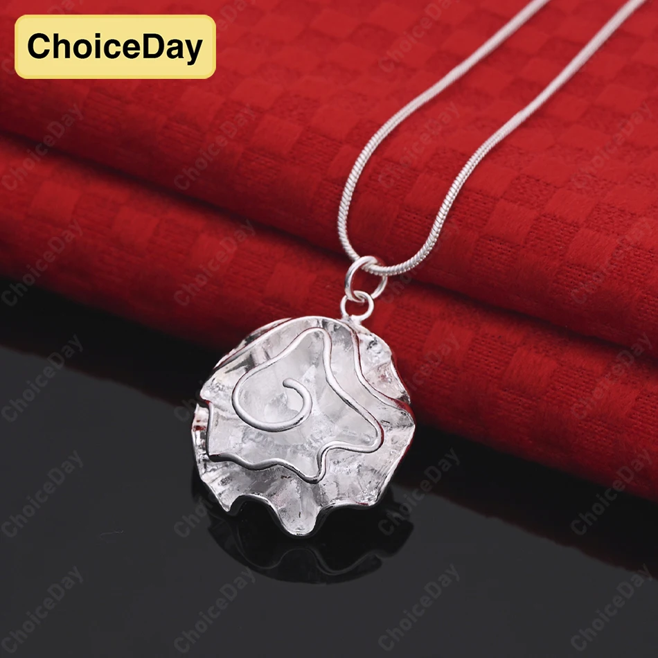 

ChoiceDay 925 Sterling Silver Luxury Rose Flower Pendant Necklace for Women Party Gift Charm Jewelry Accessories Engagement