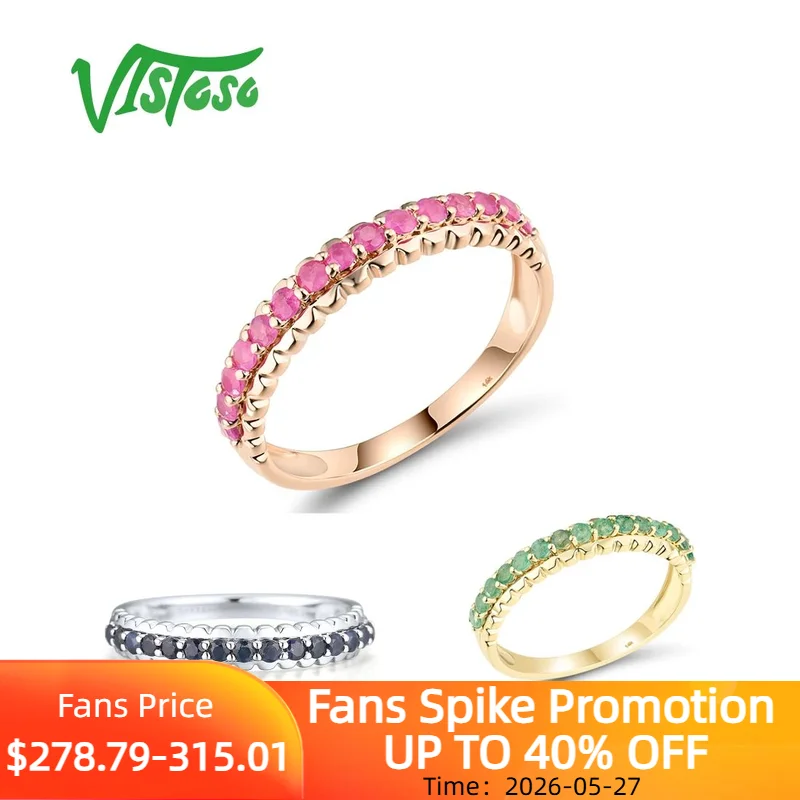 

VISTOSO Genuine 14K 585 Gold Rings For Women Yellow Rose White Gold Sparkling Luminous Emerald Ruby Blue Sapphire Fine Jewelry