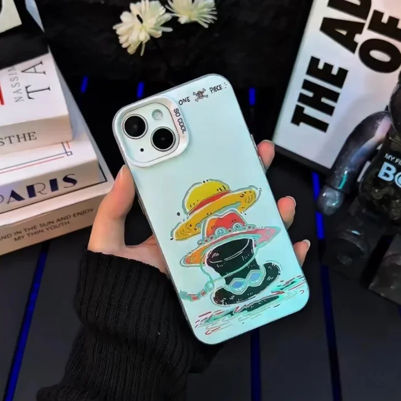 3D Cartoon One Piece Luffy Ace Sabo Phone Case for iPhone 11 12 13 14 15 16 17 Pro Max Plus Anime Brothers Hats Shockproof Cover