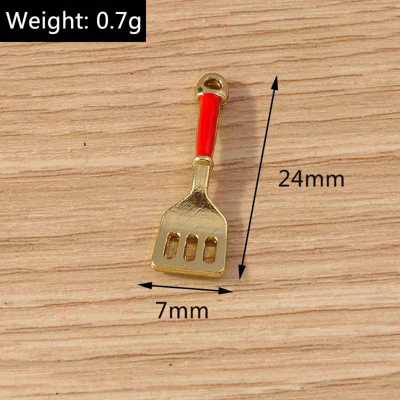 Tusember 10 Stück Niedliche Emaille-Cartoon-Brat-Ei-Spatel-Anhänger für DIY Schmuckherstellung Ohrringe Armband Handgemachtes Basteln – Detail 2
