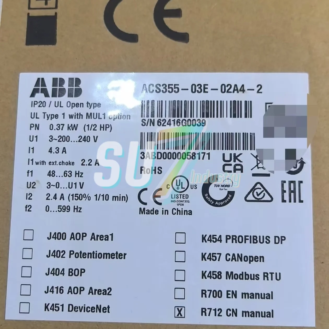 

ACS355-03E-02A4-2 ACS355-03E-03A3-4 Преобразователь частоты новый на складе