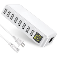 ILEPO 40W 8 Port USB Charger LED Display HUB Smart Charge Multi USB Charging Station Mobile Phone Desktop for Multiple devices