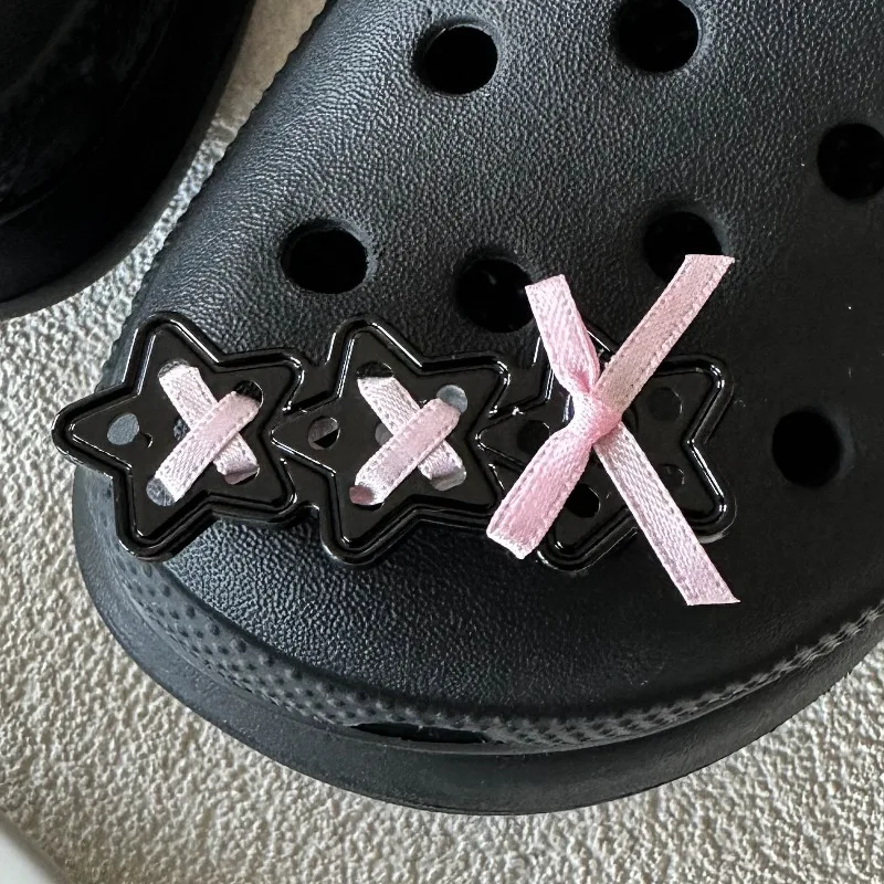 Black and Pink Retro Color Cute Hello Kitty Shoe Charms Accessories DIY Detachable Shoe Clips Elegant Women Girls Gifts image 6