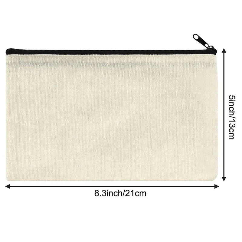 45Pcs Blank Canvas Zipper Pouch Zipper Canvas Cosmetic Bag For DIY Craft Canvas Makeup Bags (8.3X5 Inches)