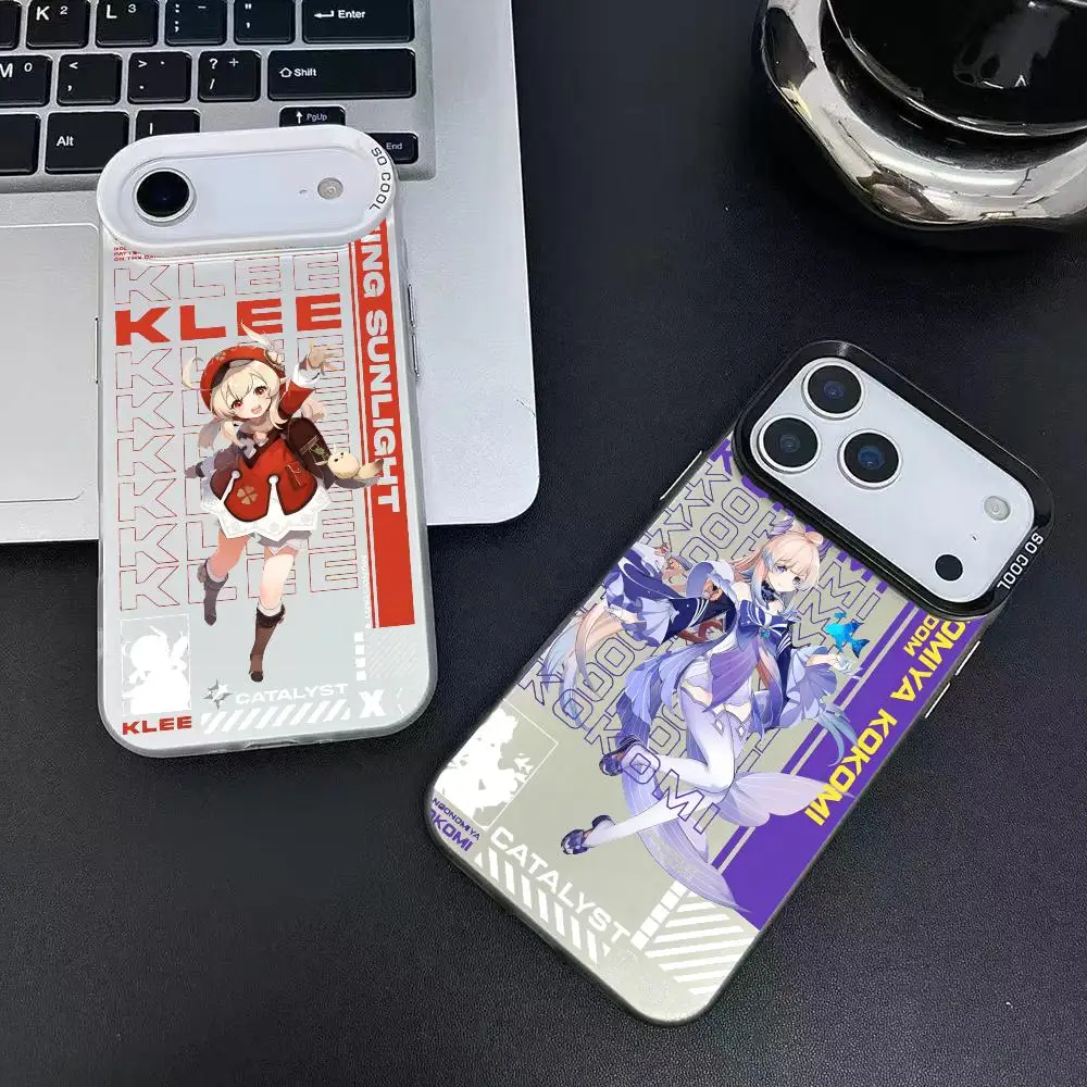 جينشين تأثير دور لطيف قضية الهاتف آيفون 17 16 15 14 13 12 11 برو ماكس الهواء ماتي ليزر أورورا للصدمات فوندا