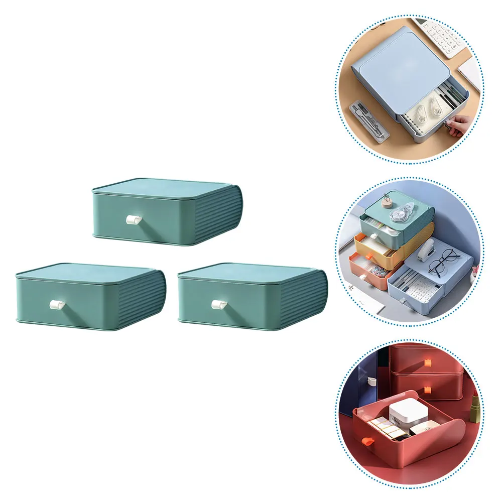 

3pcs Drawer Style Storage Boxes Plastic Home ganization Containers Women Cosmetics Toy Stationery sundries Premium Durable