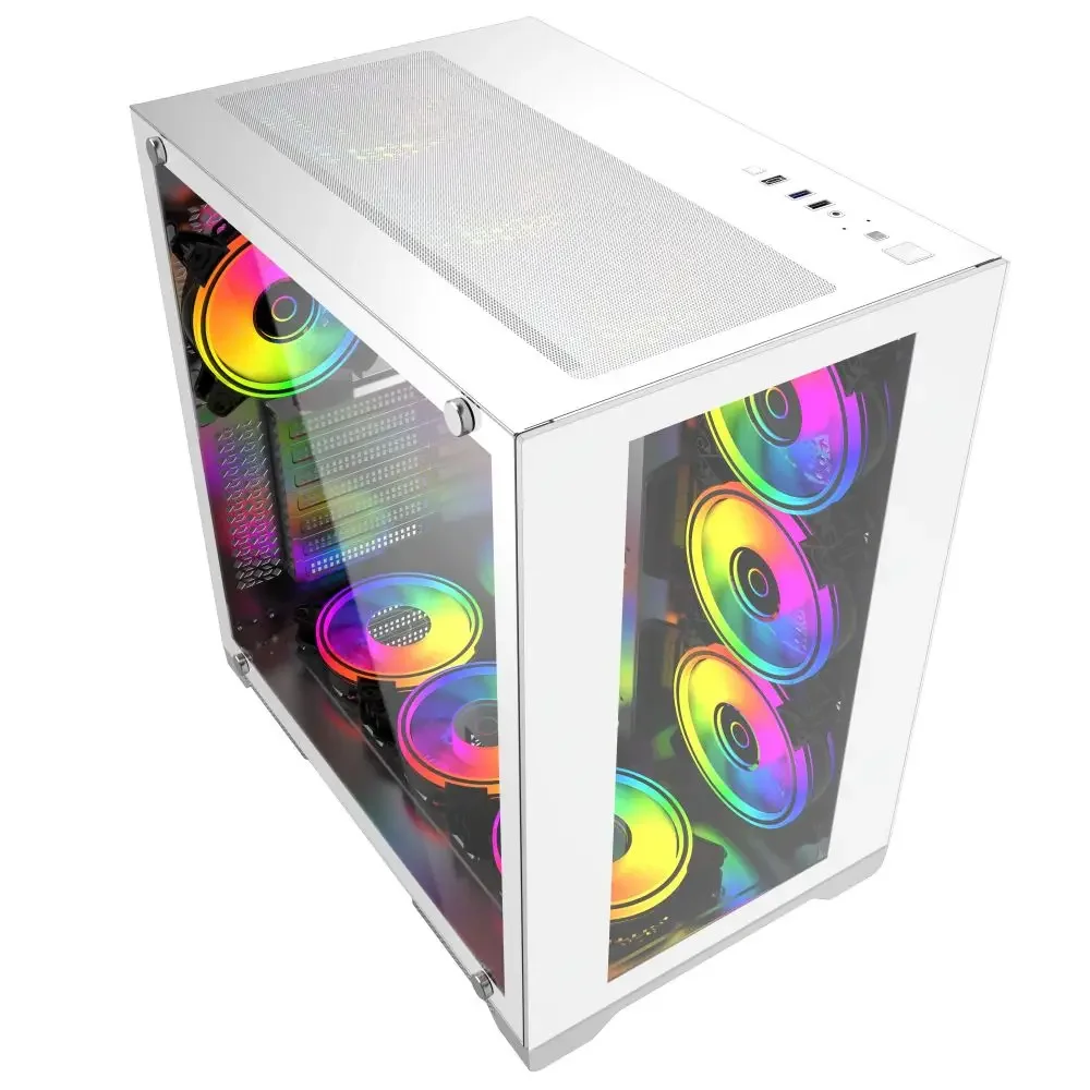 OEM pc desk case mini-itx horizontal full glass computer 2022 gaming pc case