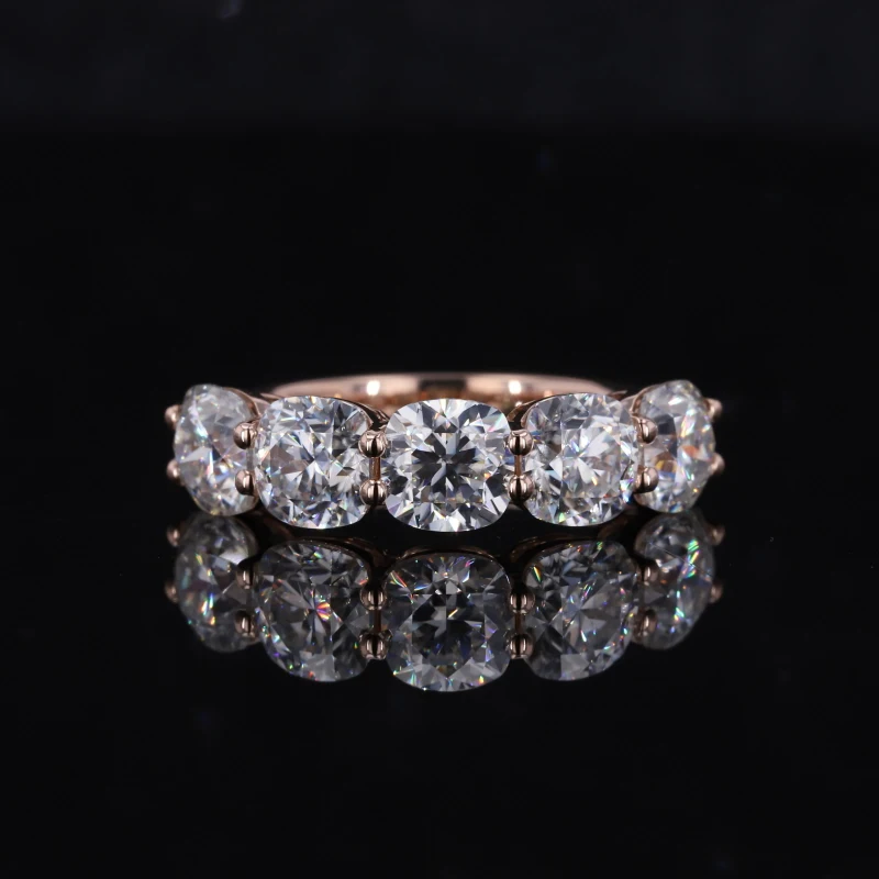 Moissanite Stone 14k Rose Gold  Wedding Band Ring Cushion Cut 5x5mm Ring