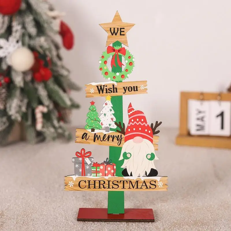 Christmas Sign Centerpiece Christmas Tree Snowman Decorations With Words Cute Christmas Desktop Tabletop Decoration