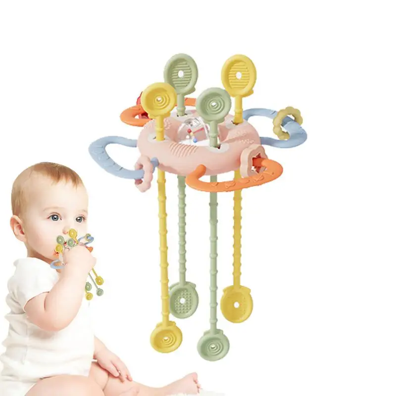 

Silicone Pull String Activity Toy Fine Motor Sensory Toy Developmental Pulling Cord Toy Food-Grade Teether For Stroller Trave