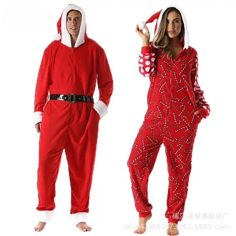 

Christmas Home Jumpsuit Santa Claus Cosplay Costume Couple Deer Bodysuit Funny Snow Man Rompers Party Adult New Year Robe