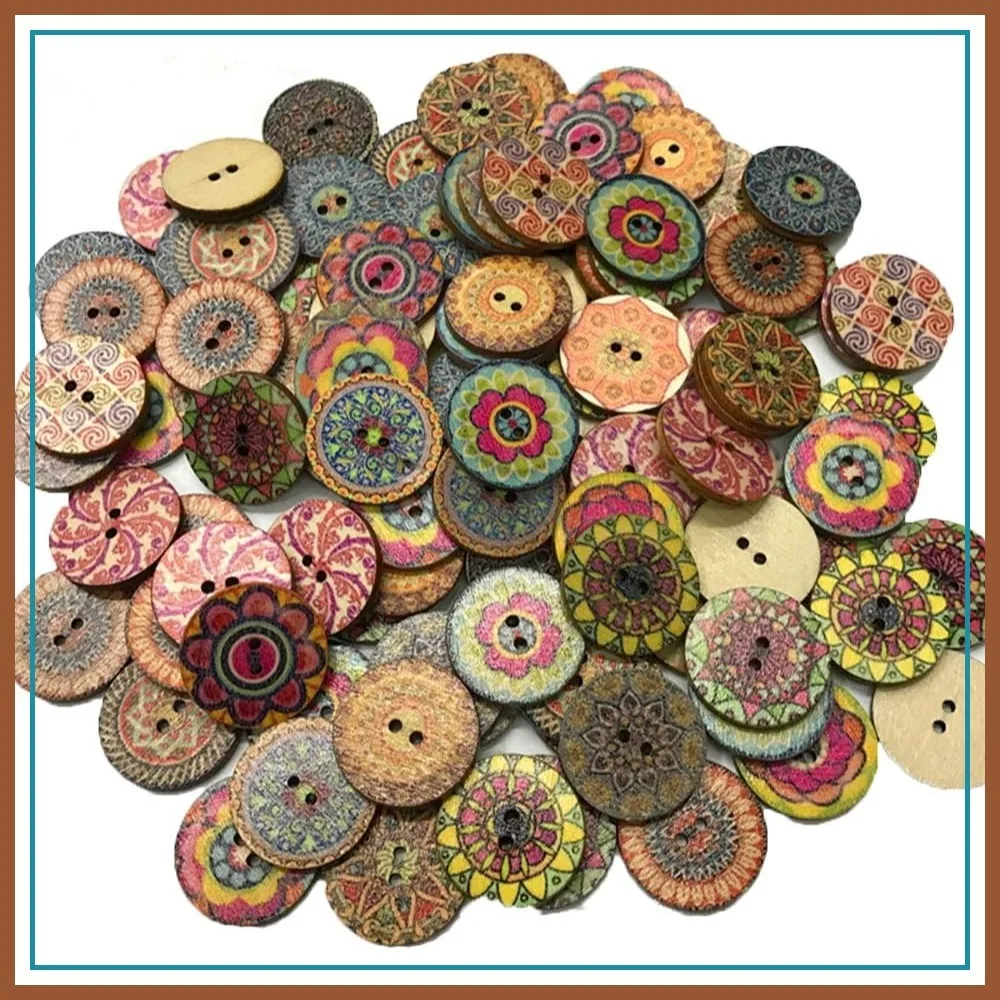 

200 PCS Vintage Wood Buttons, 2 Holes for DIY Sewing Craft