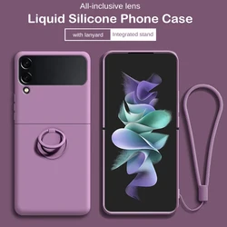 Luxury Liquid Silicone Ring Holder Magnetic Bracket Phone Case For Samsung Galaxy Z Flip 3 4 5 6 Flip5 Flip4 Flip6 5G Back Cover