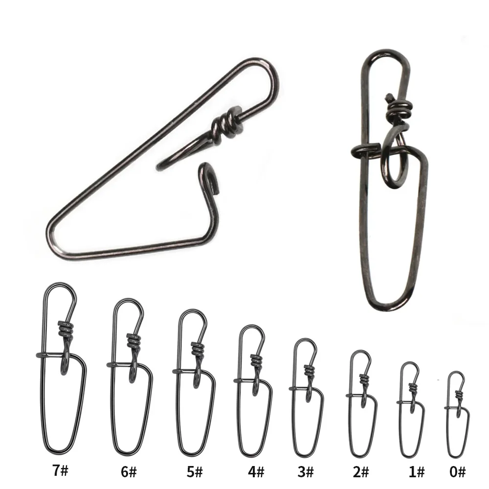 50 Stainless Steel Double Insurance Inside Lock Snap Safety Pin Fishing Lure Hook Connector Saltwater Fishing Tackle Accessories