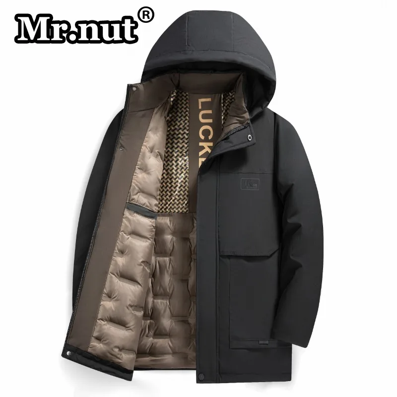 Mr.nut Autumn Winter Thermal Cotton-padded Jacket Men's Fashion Hooded Keep Warm Windbreak Jackets Loose Classic Style Male Coat