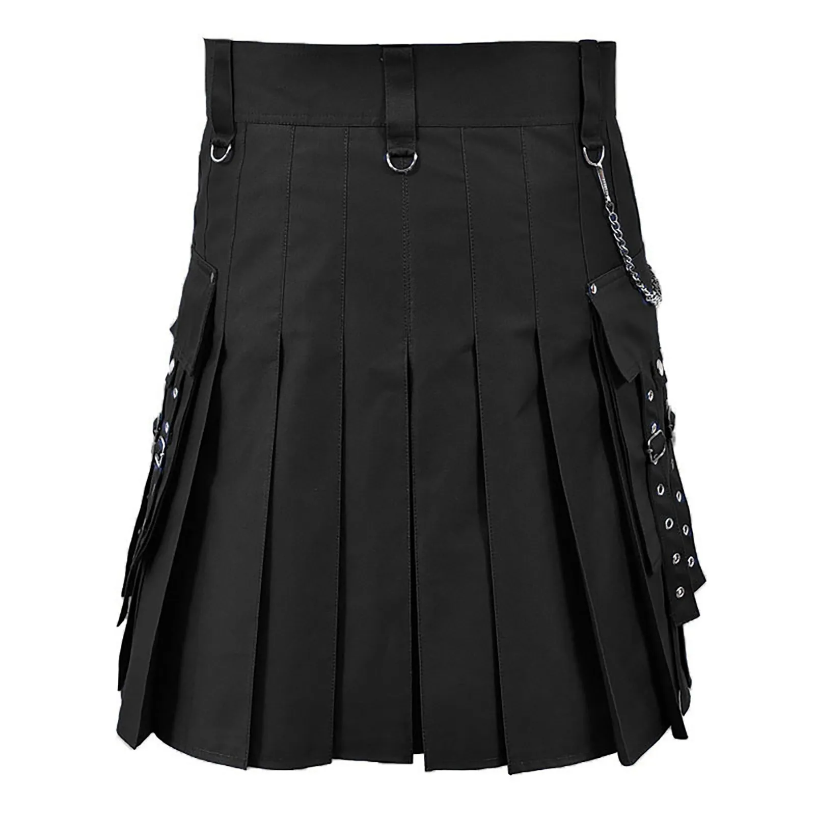 Men Pleated Skirt Medieval Design Sense Fashion Trend Scottish Holiday Fillibeg Short Dress Solid Color Kilt Male Summer Sports