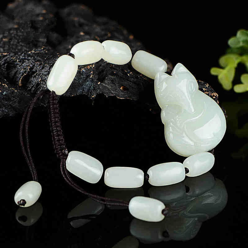 Hotan White Men and Women, Spirit Amulet Jade Bracelet